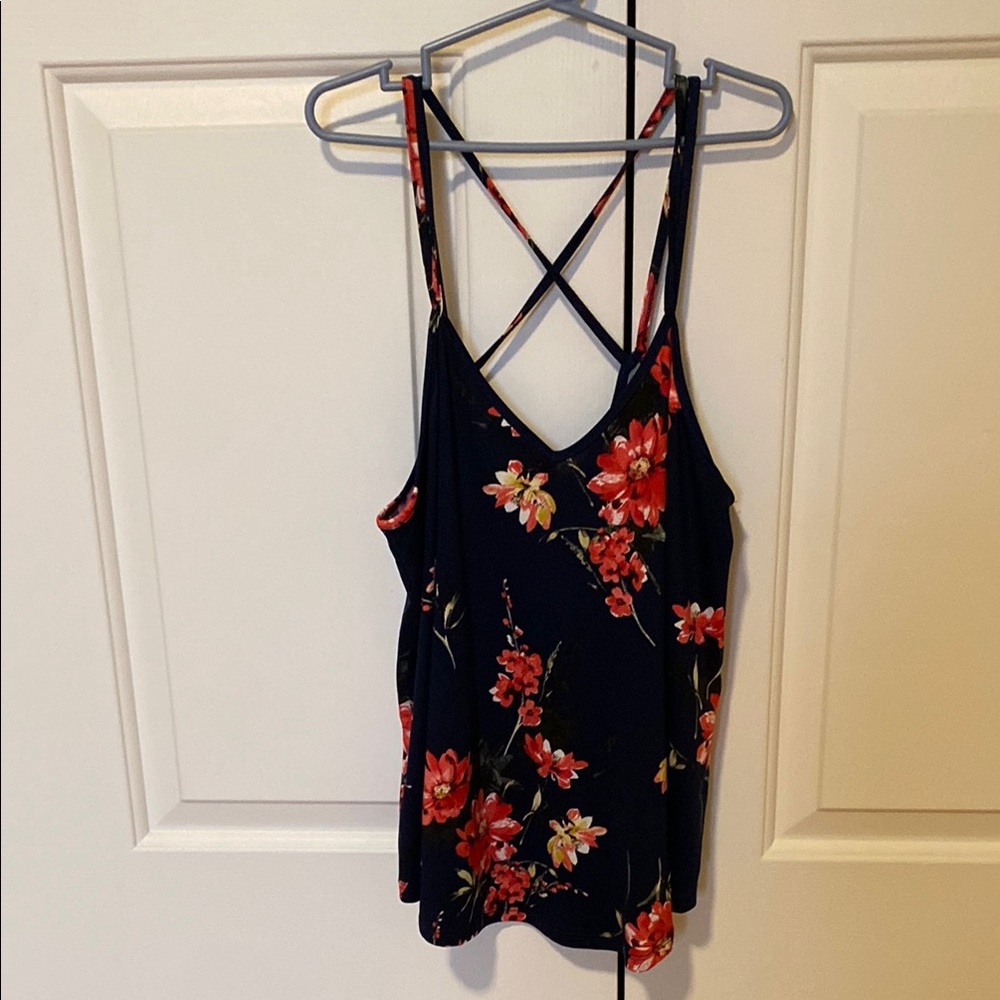 Blue and Red Fitted Backless Camisole